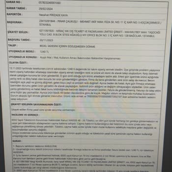 Zeynep Butique Tüketici Hakem Heyeti Kararını Uygulamama