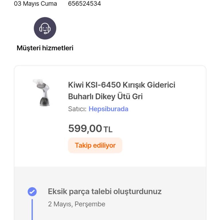 Hepsiburada Eksik Gönderilen Ürün