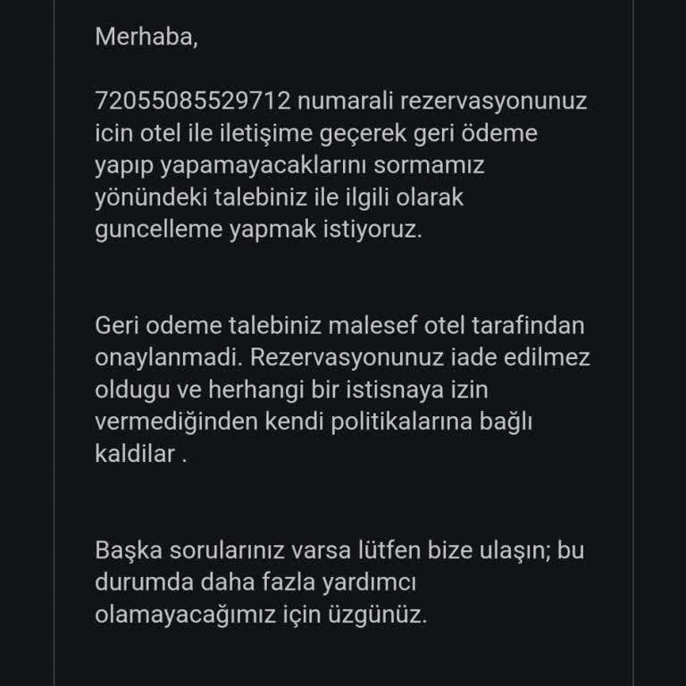 Hotels.com Rezervasyon İptalinde Ücret İadesi Yapmadı Mağdur Oldum.