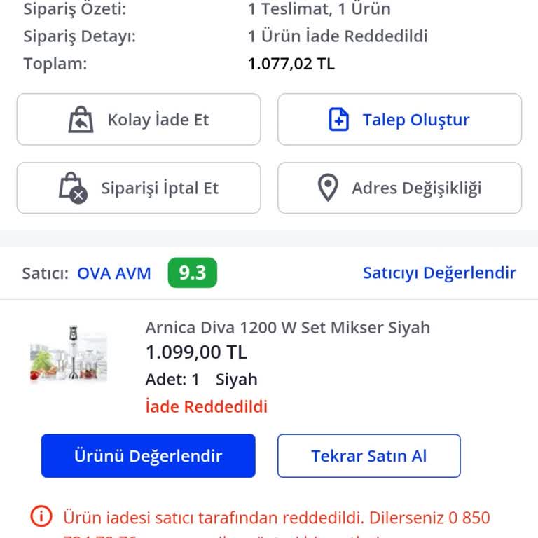 Ova Mağazaları Ova AVM Hatalı Ürün Gönderip İade Almıyor.