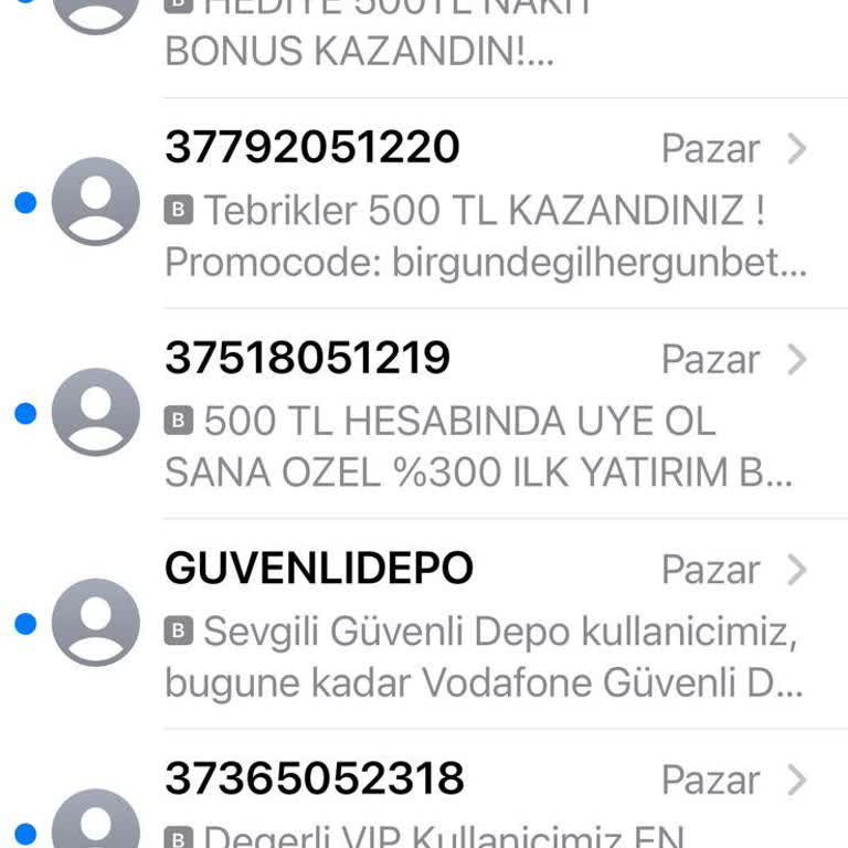 Vodafone Yurt Dışından Gelen Bahis Mesajları