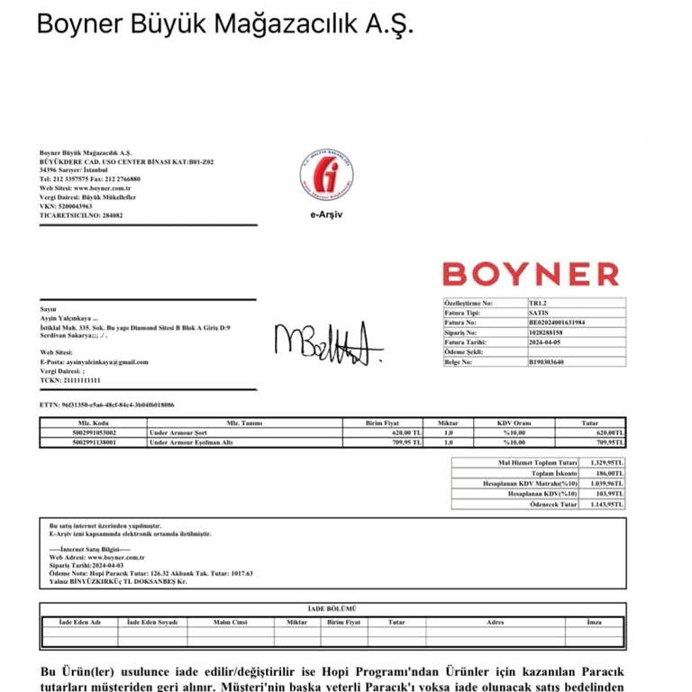Under Armour Ürünün Ayıplı Mal Olması