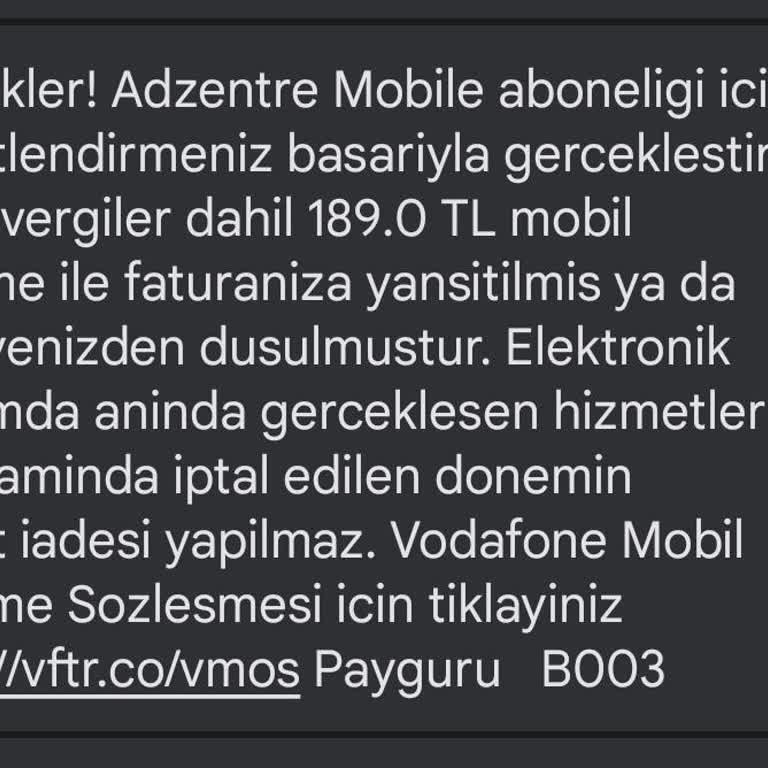 Vizyon Elektronik Para Vodafone'da İstenmeyen Üyelik Ücreti Şoku!