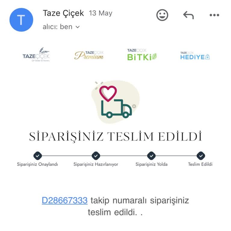 Taze Çiçek (tazecicek.com) Çiçeğim İki Gündür Teslim Edilmedi