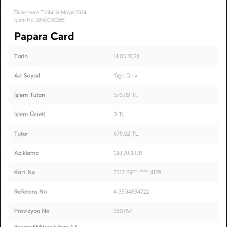 Gela Club Meblağ Çelişkisi Tarafıma Bilgi Verilmesi