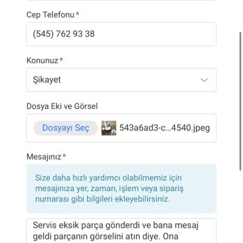 Homend Teknik Servis Ürünümü Eksik Yolladı.