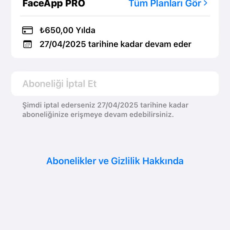 Faceapp Para İptal Etme