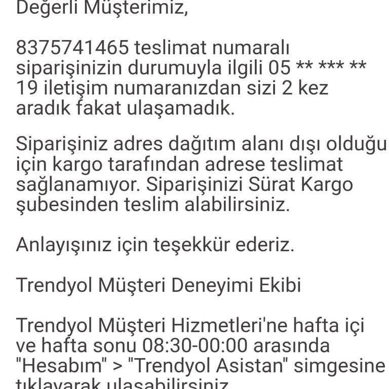 Sürat Kargo Yalan Beyan Veriyor.