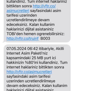 Vodafone Pakete Ait GB Ların Tükenmesi