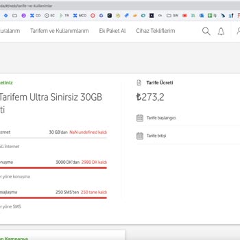 Vodafone Pakete Ait GB Ların Tükenmesi