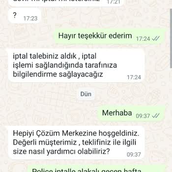 Hepiyi Sigorta Kasko Poliçe İptalinin Keyfi Bekletilmesi