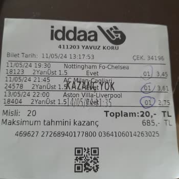 İddaa Tutun Kupon Makinede Yok