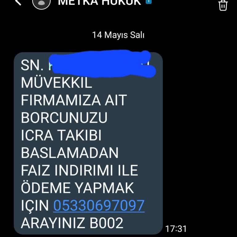 Metka Hukuk (SMS) Haksız İcra Tehdidi Ve Kişisel Bilgilerin Kullanılması