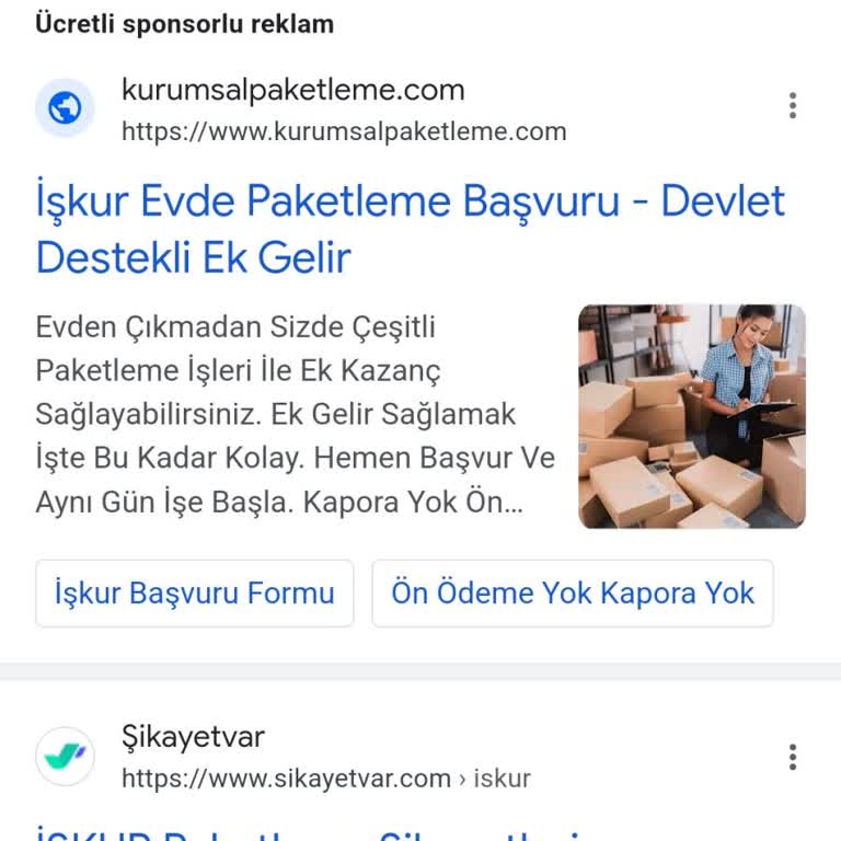 İŞKUR Evde Paketleme Tedbir Amaçlı