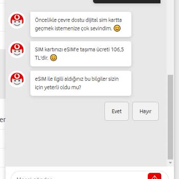 Vodafone E-sim'e Geçiş Ücreti