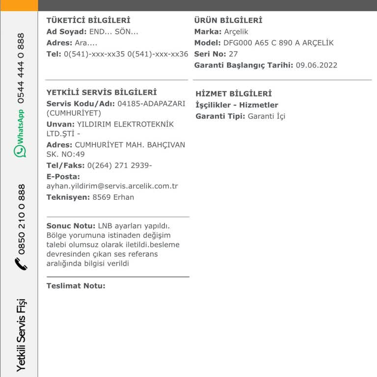 Arçelik TV Çınlama Şikayeti