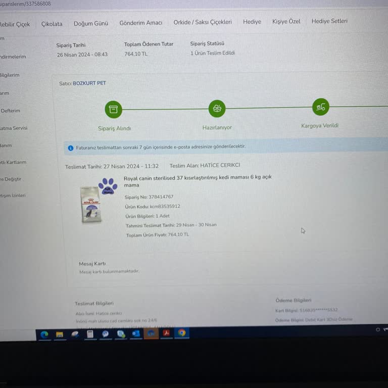 Çiçek Sepeti Bozuk Kedi Maması