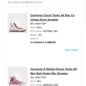 Converse Online Alışveriş İade Süreci Mağduriyeti