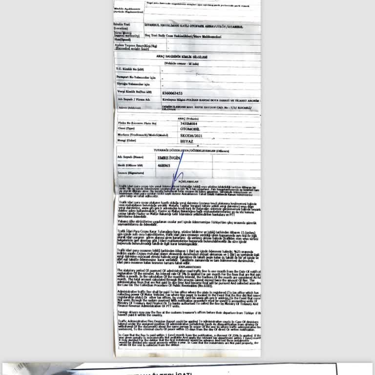 İGA İstanbul Havalimanı İstanbul Yeni Havalimanı Otoparkında Trafik Cezası Kesilmesi