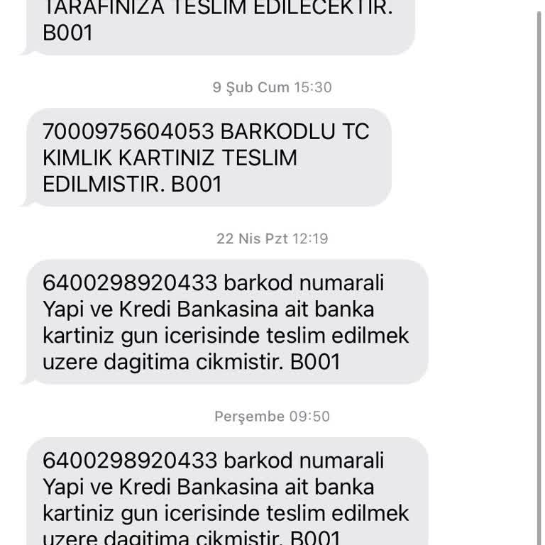 PTT Kargo Yapı Kredi Banka Kartı Teslim Etmedi