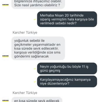 Karcher Kargoya Verilemeyen Sipariş