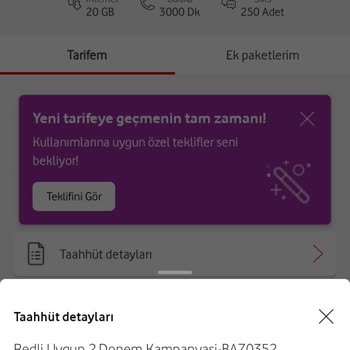 Vodafone Bilgim Olmadan Tarifemi Yeniledi