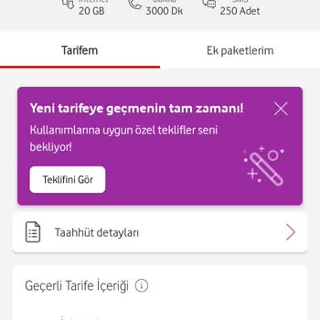 Vodafone Bilgim Olmadan Tarifemi Yeniledi