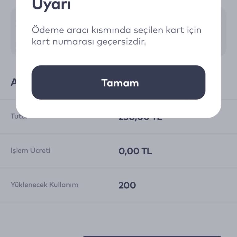 BELBİM (İstanbulkart) Kart Numarası Geçersizdir Uyarısı