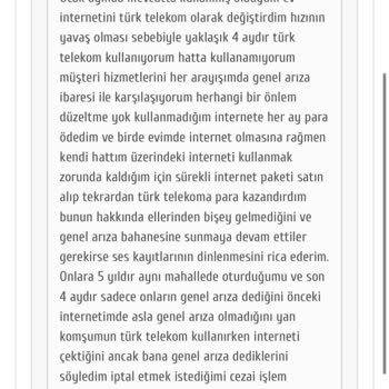 Genel Arıza Uyarısı Veren Türk Telekom