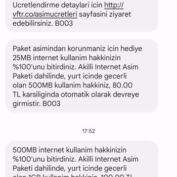 Vodafone Net Vodafone Fatura Şoku: Otomatik İnternet Yüklemeleri!
