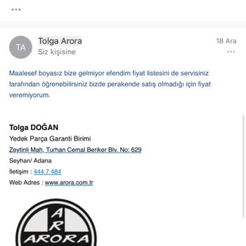 Arora Motor Arora Cappuchino Kırmızı Renk Yedek Parça