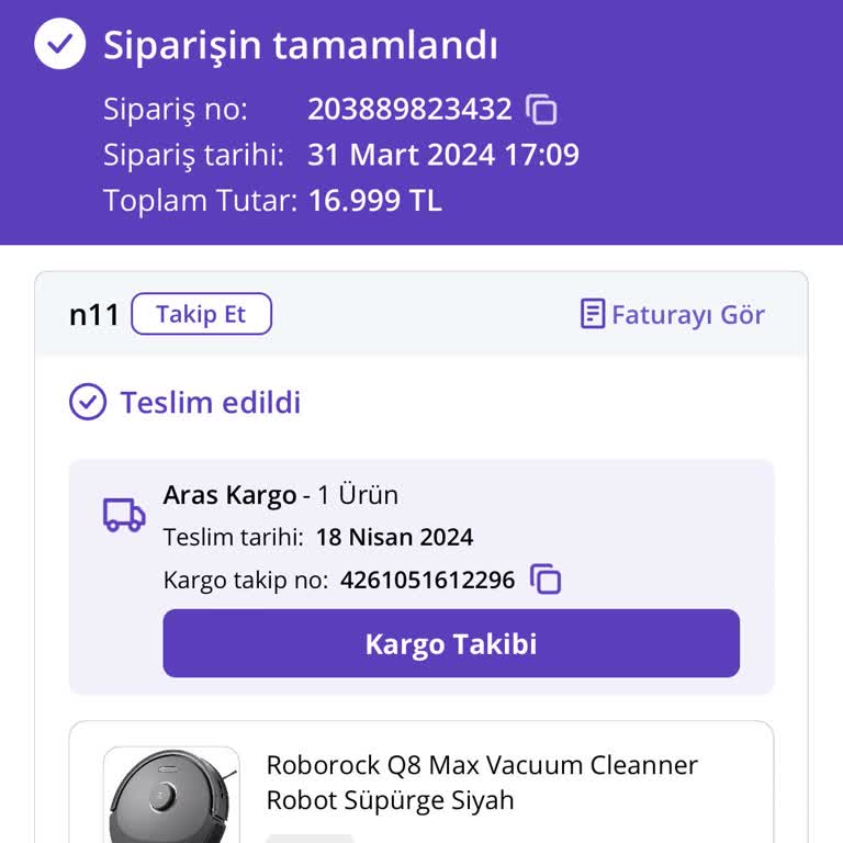 N11 Den Aldığım Roborock Süpürge 2 Aya Yaklaşık Suredir Teslim Etmedi