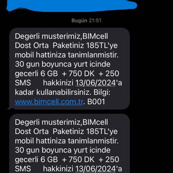Bimcell Fatura Gönderme Sorumsuzluğu