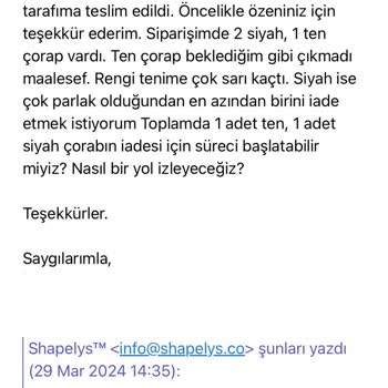 Shapelys Sitelerinde Yazanın Aksine İade Kabul Edilmiyor!