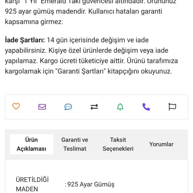 Emerald Takı Garantisiz Ve Faturasız Ürün Satıp İade Kabul Etmiyor