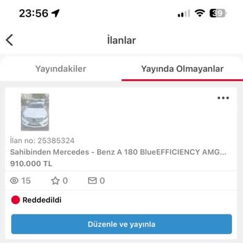 Arabam.com İlanım Reddedildi. Yardım