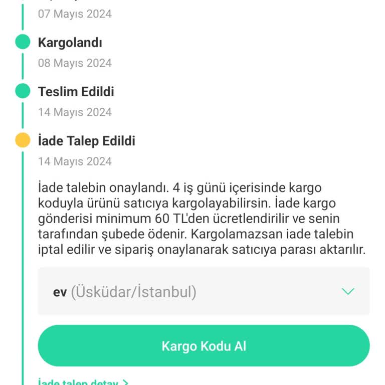 Dolap Yanlış Ürün Ve İade Ücreti Mağduriyeti