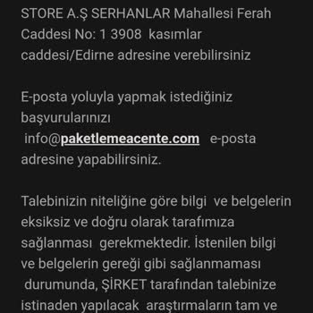 Paketlemeacente.com Aksa Danışmanlık Paketleme Sorumluluk Kabul Etmiyorum