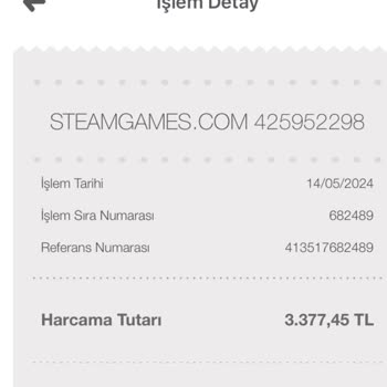 Steamgames.com Üzerinden Yapılan Bilgim Dışında Yapılan Ödemeler