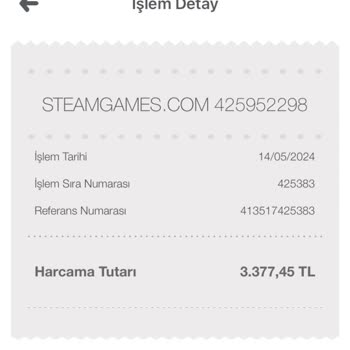 Steamgames.com Üzerinden Yapılan Bilgim Dışında Yapılan Ödemeler