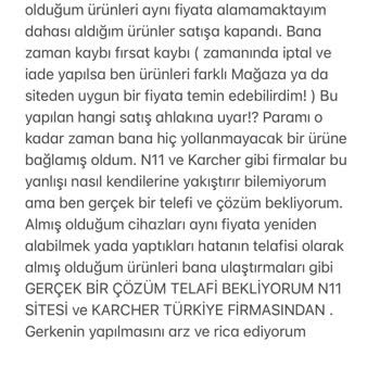 Karcher Türkiye'den Aldığım Ürün 30 Gün Bekletilip İptal Edildi