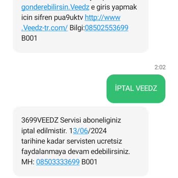 Vodafone Veedz Diye Bir Servise Bilgim Dışında Üyelik Başlatılmış