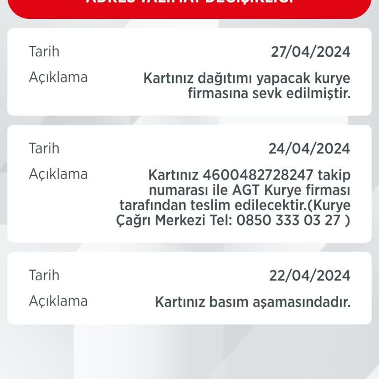 Ziraat Bankası Kartım Teslim Edilmedi