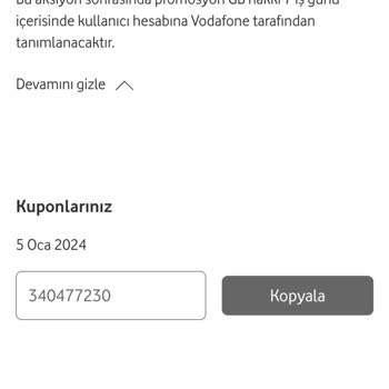 Vodafone Hediye İnternet Hatası