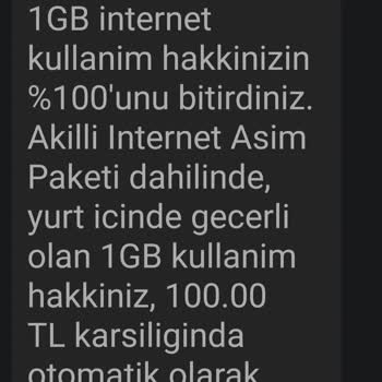 Vodafone MB Bitmeden Aşım Paketi Yaptı 1 GB İçin 100 TL