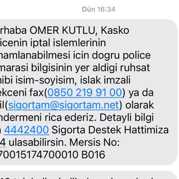 Sigortam.net Kasko İptalinde Sorun Çıkarıyor