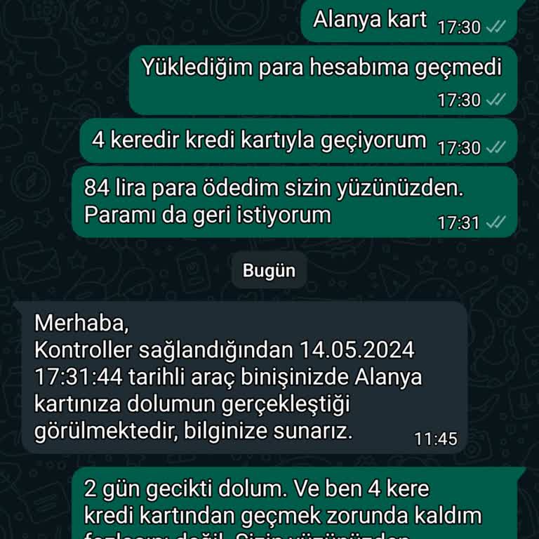 Kentkart Dolum Hatası