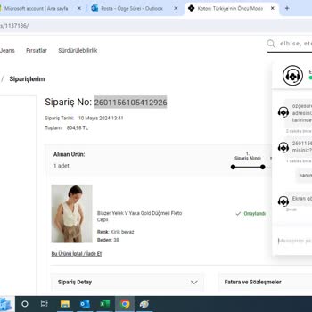 Koton Sipariş Numarasının Bulunmaması Karşılıksız Sipariş Numarası