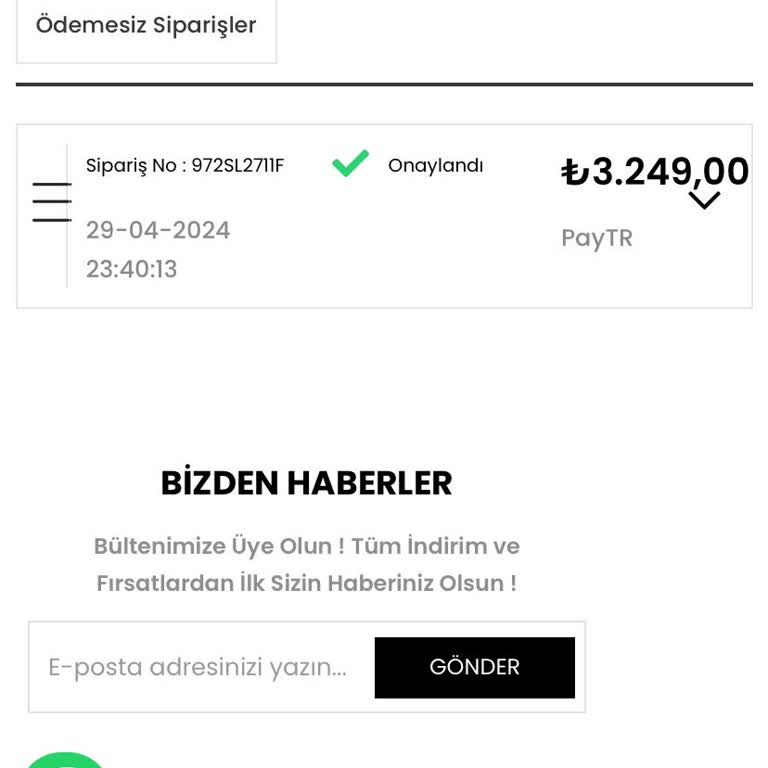 Dekorex Teslim Edilmeyen Ürünüm