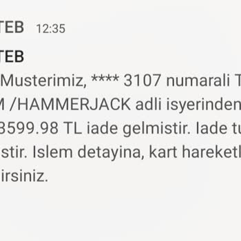 Hammer Jack Ücret İadesi Eksik Gönderildi